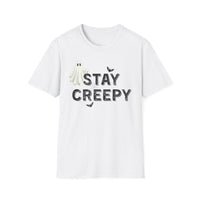 Stay Creepy Unisex T-Shirt with Ghost, Spider Web, and Bats
