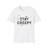 Stay Creepy Unisex T-Shirt with Ghost, Spider Web, and Bats