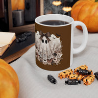 Floral Ghost Ceramic Mug, Cute Halloween Mug, Cozy Gift, Autumn Aesthetic, Fall Decor, Coffee Cup