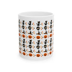 Halloween-Themed Ceramic Mug - Perfect for Fall Decor, Spooky Season, Coffee Lovers, Cat Enthusiasts, and Gift Giving