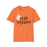 Stay Creepy Unisex T-Shirt with Ghost, Spider Web, and Bats