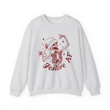 Festive AF Skeleton Sweatshirt, Unisex Crewneck, Halloween Apparel, Holiday Gift, Cozy Casual Wear