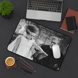 Frankenstein and Bride of Frankenstein Desk Mat – Classic Black & White Horror Movie Scene