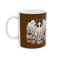 Floral Ghost Ceramic Mug, Cute Halloween Mug, Cozy Gift, Autumn Aesthetic, Fall Decor, Coffee Cup