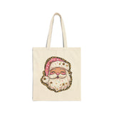 Christmas Santa Tote Bag, Canvas Shopper Bag, Holiday Gift Bag, Eco-Friendly Tote, Festive Reusable Bag