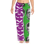 Halloween Monster Pajama Pants — Frankenstein & Bride Bat Print