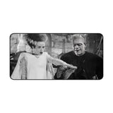 Frankenstein and Bride of Frankenstein Desk Mat – Classic Black & White Horror Movie Scene