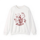 Festive AF Skeleton Sweatshirt, Unisex Crewneck, Halloween Apparel, Holiday Gift, Cozy Casual Wear