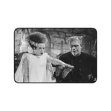 Frankenstein and Bride of Frankenstein Desk Mat – Classic Black & White Horror Movie Scene