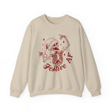 Festive AF Skeleton Sweatshirt, Unisex Crewneck, Halloween Apparel, Holiday Gift, Cozy Casual Wear
