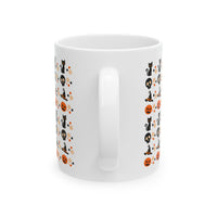 Halloween-Themed Ceramic Mug - Perfect for Fall Decor, Spooky Season, Coffee Lovers, Cat Enthusiasts, and Gift Giving