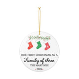 Personalized Ceramic Christmas Ornament, Holiday Keepsake, Family Celebration, New Home Gift, First Christmas as a Family