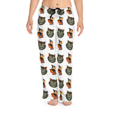 Vintage Halloween Cat & Witch Pajama Pants — Women's Cozy Lounge Sleepwear