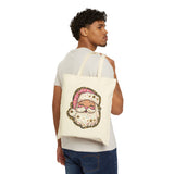 Christmas Santa Tote Bag, Canvas Shopper Bag, Holiday Gift Bag, Eco-Friendly Tote, Festive Reusable Bag