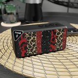 Leopard Stripe Bluetooth Speaker — Portable Wireless Speaker with Red & Gold Animal Print