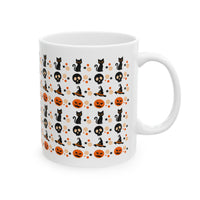 Halloween-Themed Ceramic Mug - Perfect for Fall Decor, Spooky Season, Coffee Lovers, Cat Enthusiasts, and Gift Giving