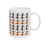 Halloween-Themed Ceramic Mug - Perfect for Fall Decor, Spooky Season, Coffee Lovers, Cat Enthusiasts, and Gift Giving