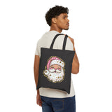 Christmas Santa Tote Bag, Canvas Shopper Bag, Holiday Gift Bag, Eco-Friendly Tote, Festive Reusable Bag