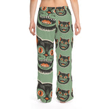 Vintage Halloween Cat Pajama Pants — Women's Retro Spooky Sleepwear