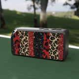 Leopard Stripe Bluetooth Speaker — Portable Wireless Speaker with Red & Gold Animal Print