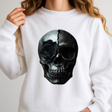 Skull and Rose Unisex Sweatshirt - Edgy Fashion, Perfect for Casual Wear, Grunge Aesthetic, Halloween, Gifts