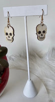 Wooden Skull Head Earrings