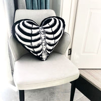 Wicked Rib Love Skeleton Heart Pillow