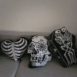 Wicked Rib Love Skeleton Heart Pillow