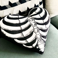 Wicked Rib Love Skeleton Heart Pillow