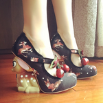 Vintage Mary Jane Cherry and Fawn Heels