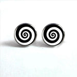 Black and White Spiral Earrings