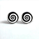 Black and White Spiral Earrings