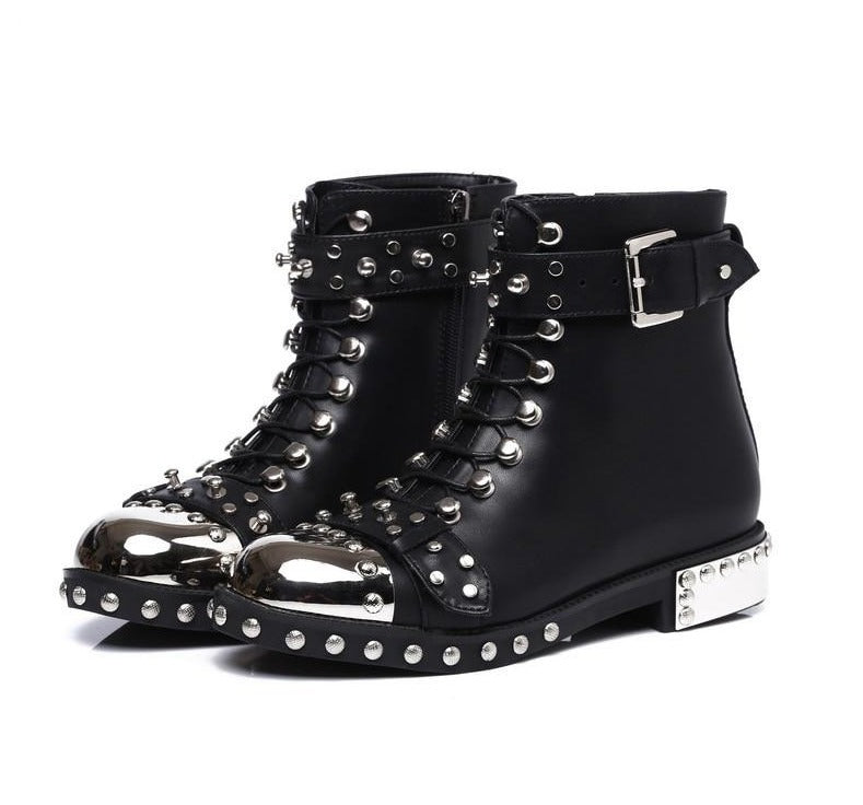 Wicked Black and Metal Stud Genuine Leather Boots – Wildly Untamed