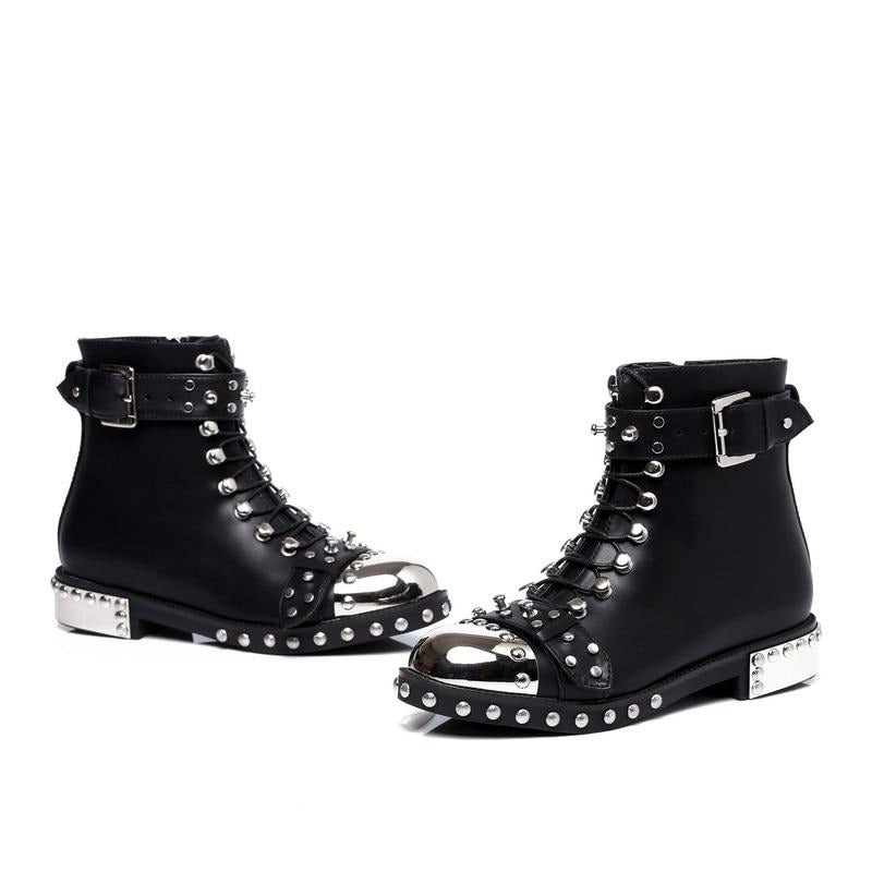 Wicked Black and Metal Stud Genuine Leather Boots – Wildly Untamed