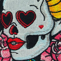 Love In My Eyes Sugar Skull Iron On Patch - Wildly Untamed